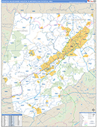 Scranton-Wilkes-Barre-Hazleton Metro Area Wall Map Basic Style